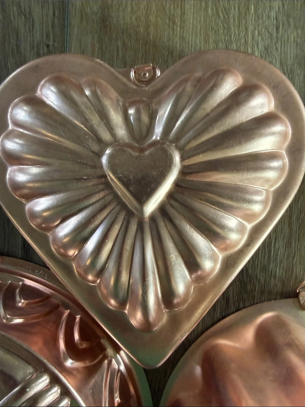 Set of 3 Vintage Copper-Tone Decorative Jelly Molds
